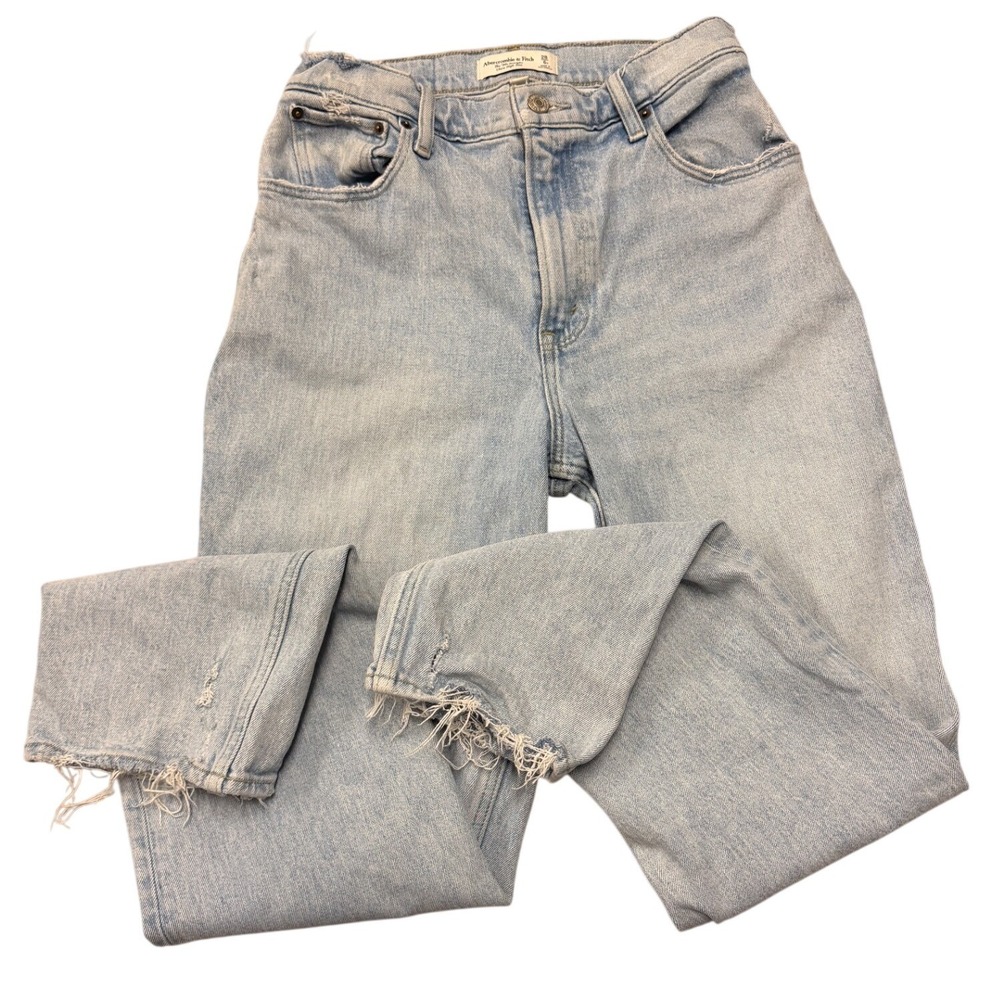 Abercrombie Fitch 90s Straight Ultra High Rise Distressed Jeans Womens 28 6R‎